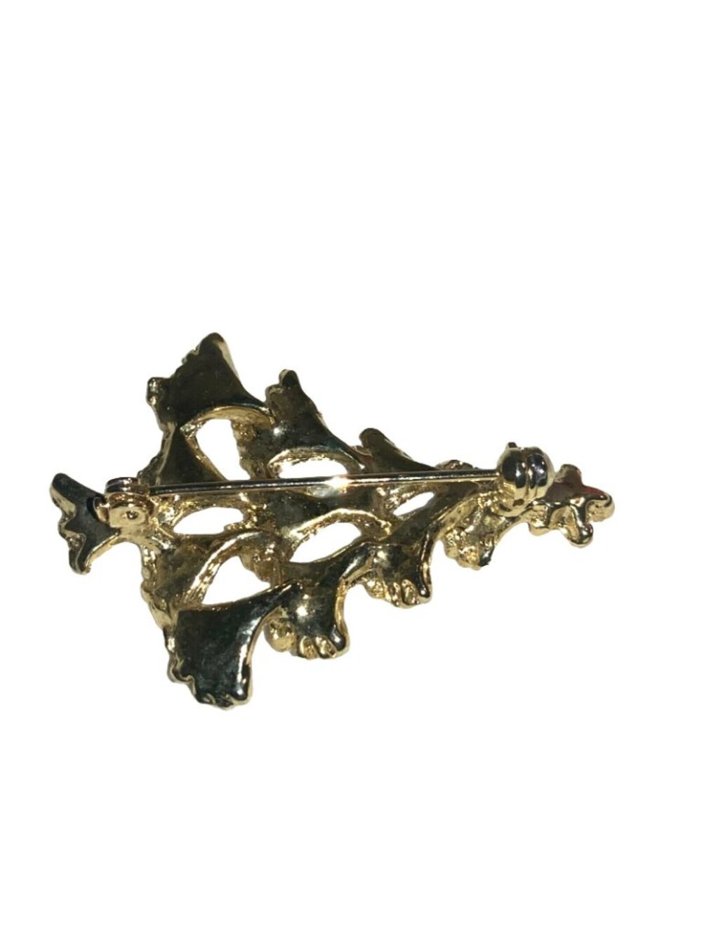 Gold Tone Christmas Tree with Red Decorations Pin Brooch Christmas Jewelry - Picture 11 of 12